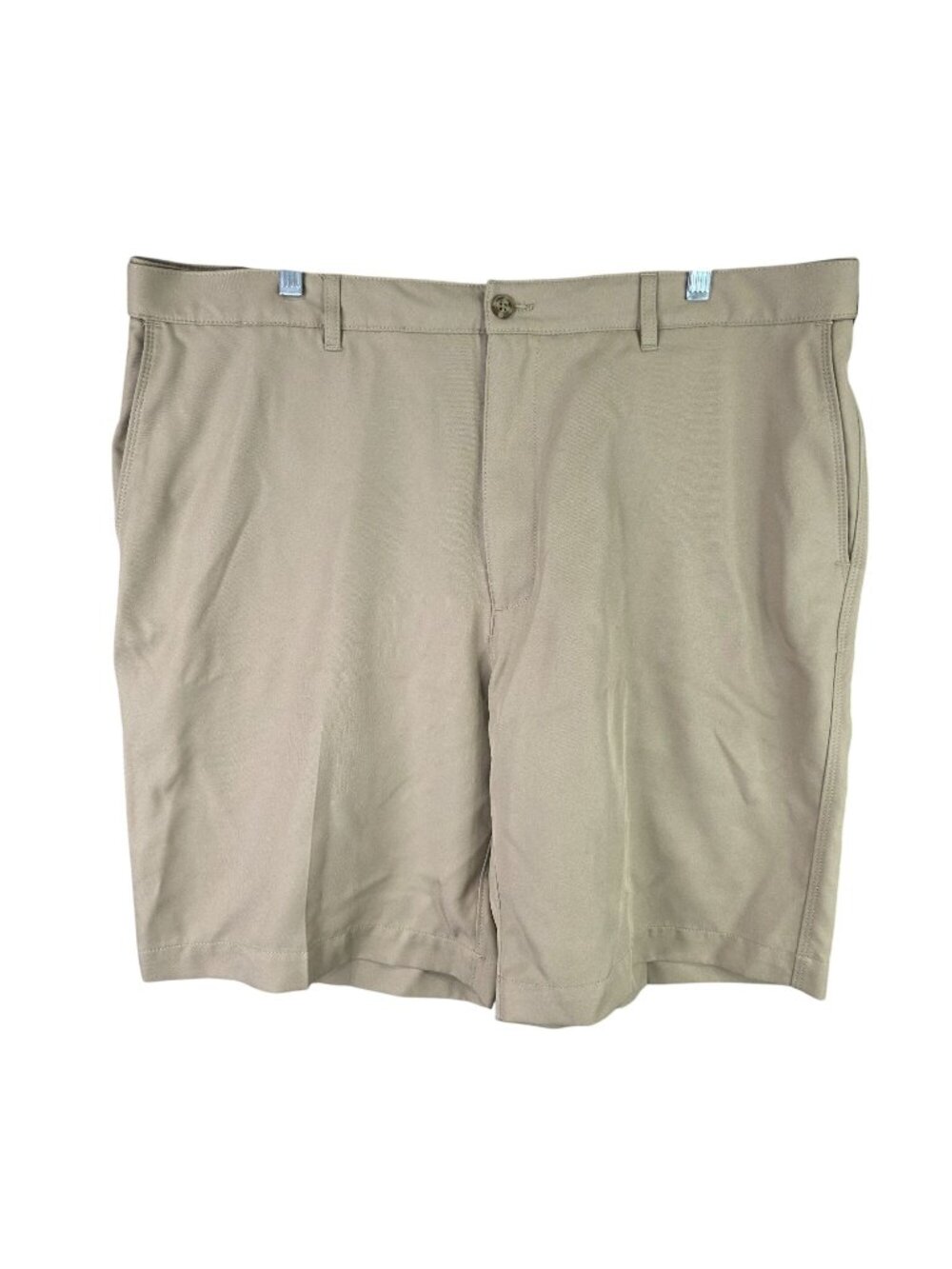 Mens PGA Tour Khaki Flat Front Golf Shorts Pockets 11" Inseam Polyester Size 36